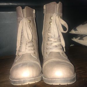 Brown combat boots